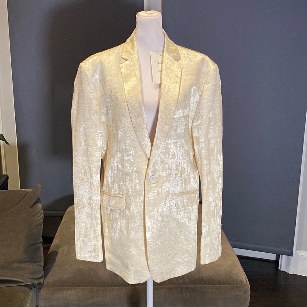 Men’s Mogu Slim Fit Jacquard Suit Jacket Blazer Wedding Prom Party Size 40 NWT